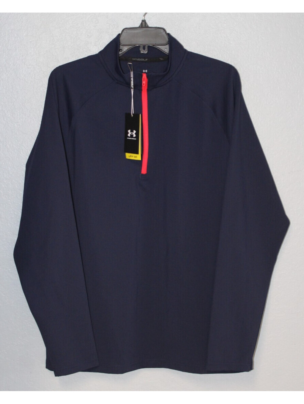 NWT Men Under Armour Golf Fusion Ottoman 1/4 Zip Ribbed Jacket Top Blue LARGE